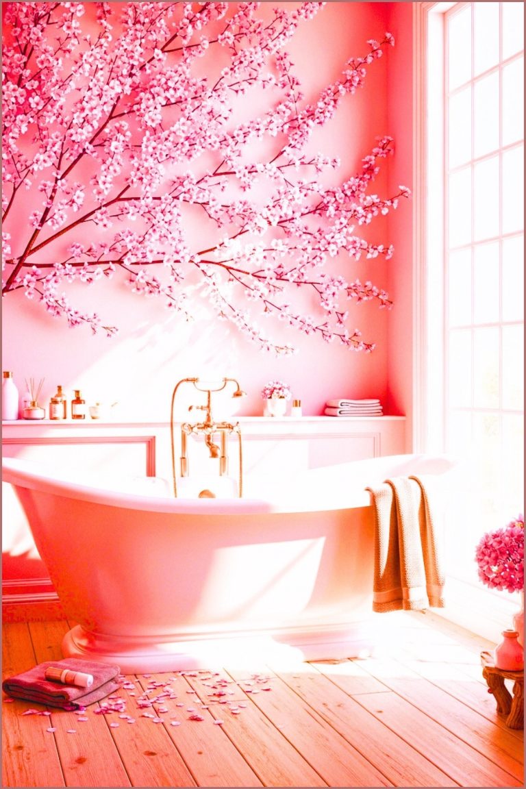 A Dreamy Romantic Bathroom With A Freestanding White Bathtub