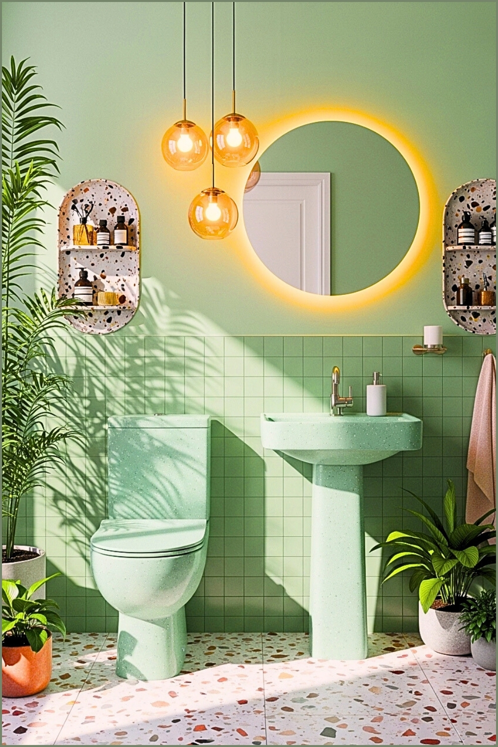 A Stylish Tropical Inspired Bathroom With Soft Natural Sunlight