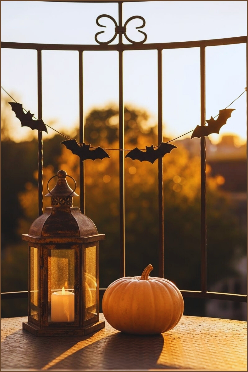 A simple and charming Halloween balcony with