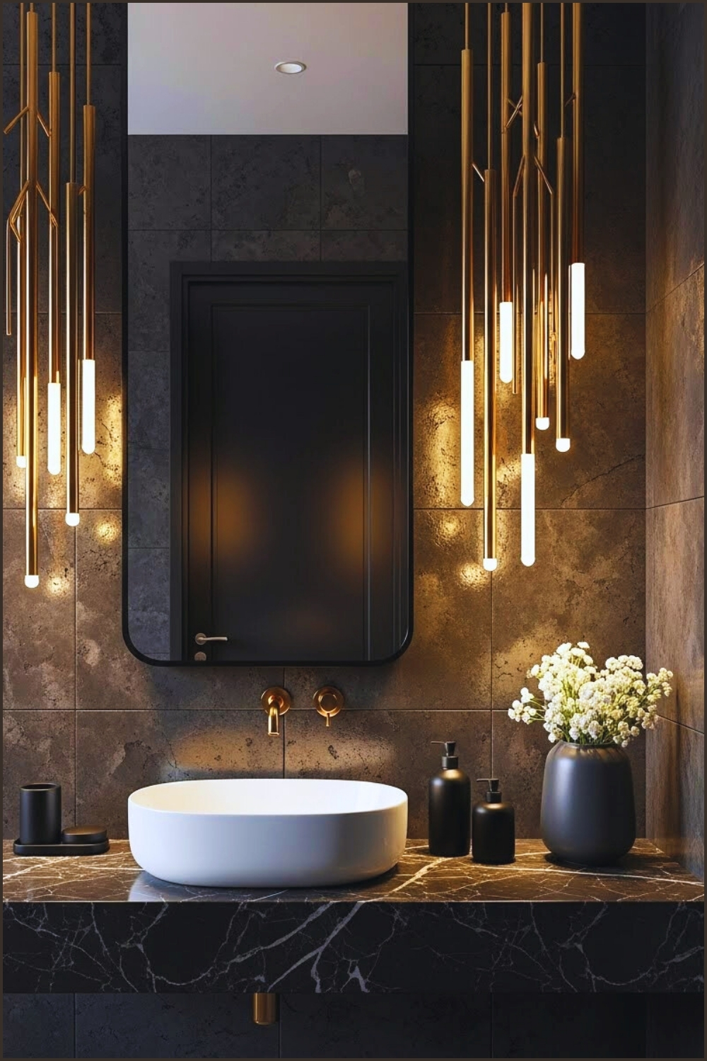 Bathroom Exudes Bold Sophistication With Its Deep