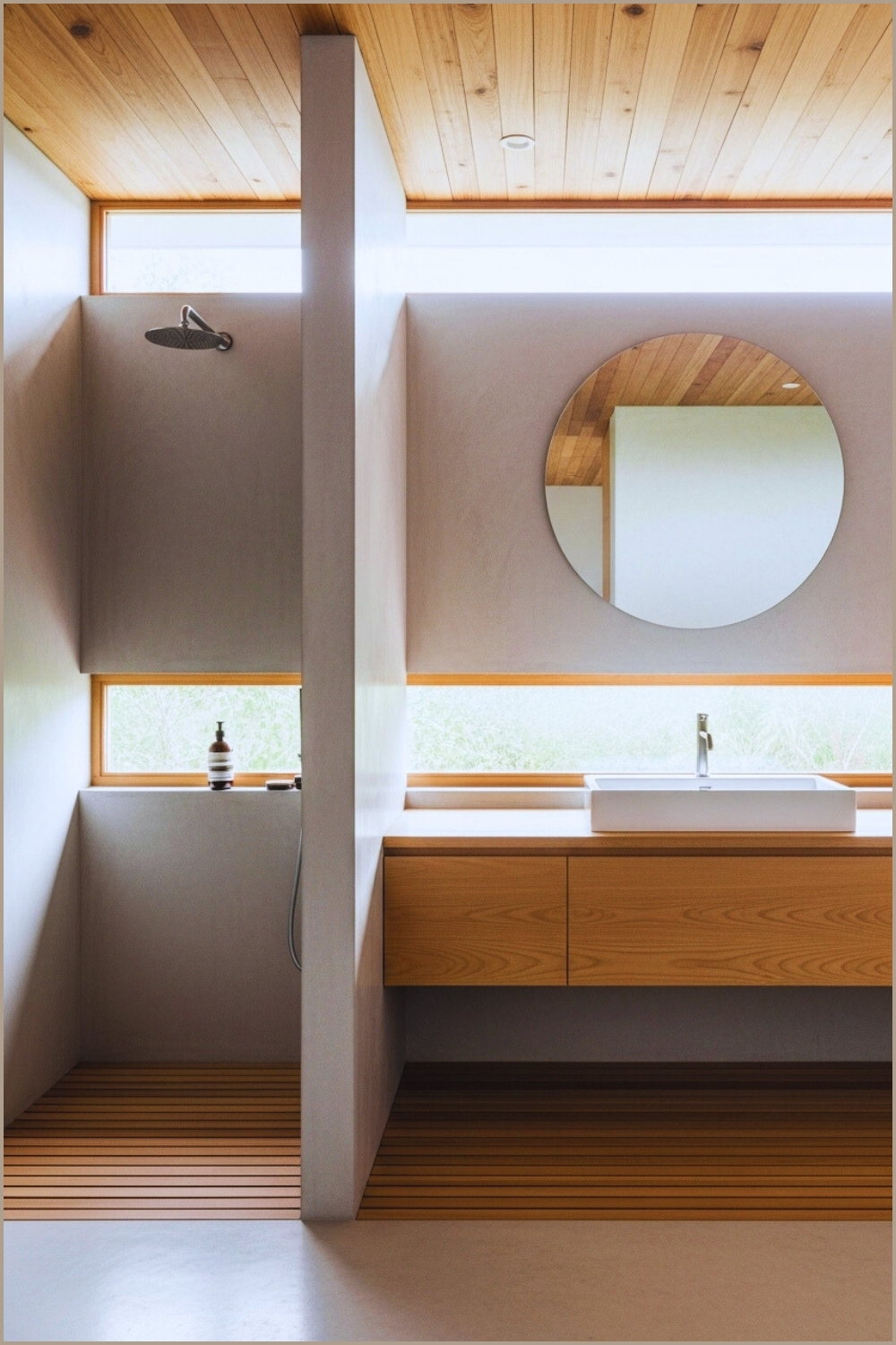 Bathroom Highlights Pure Simplicity With Light Stained