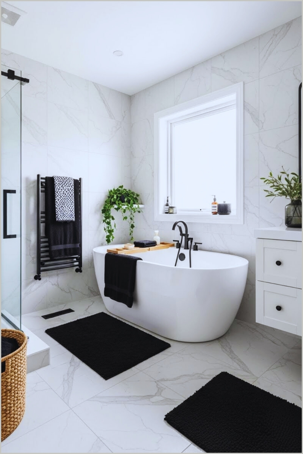 Bathroom Blends Modern Elegance With Cozy Comfort