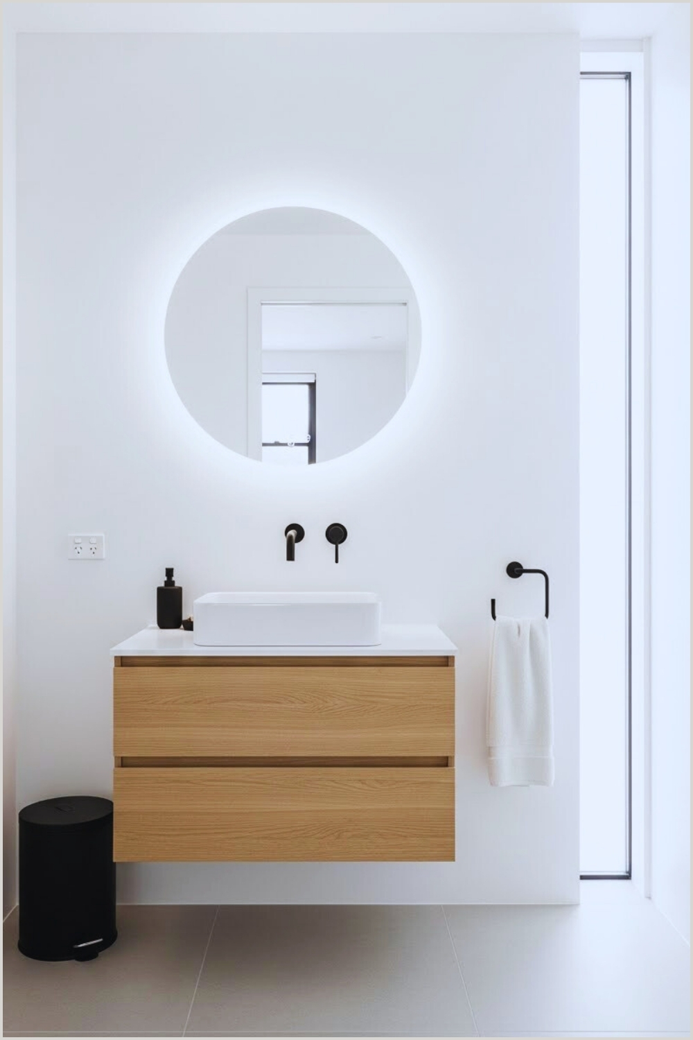 Bathroom Showcases A Sleek Minimalist Look With Clean