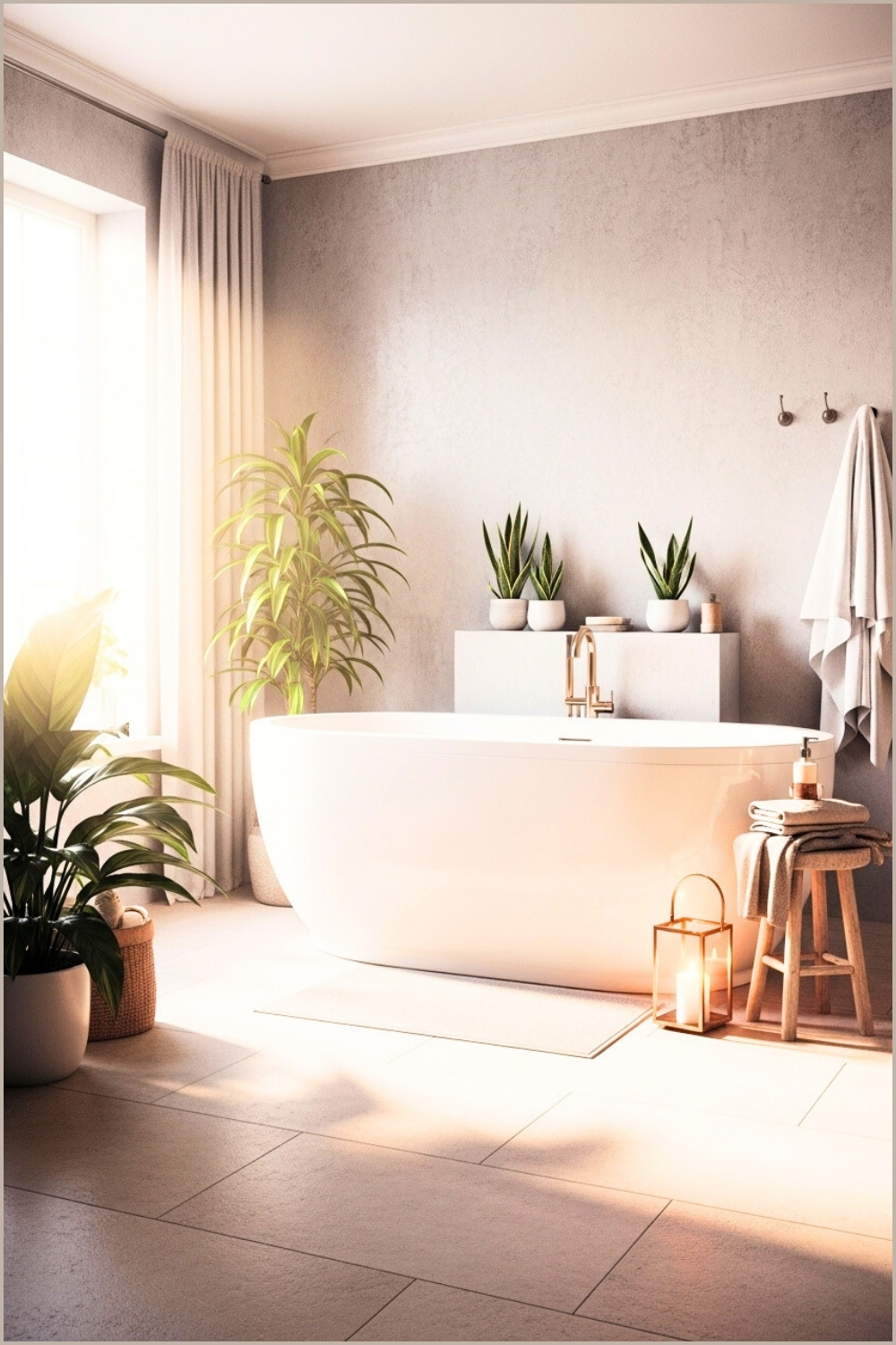 Beautiful Grey Bathroom With Concrete Textured Walls