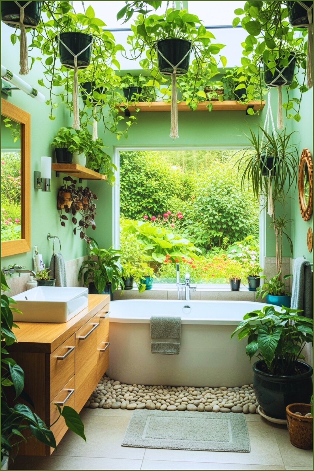 Biophilic Bathroom Filled With Lush Indoor Plants