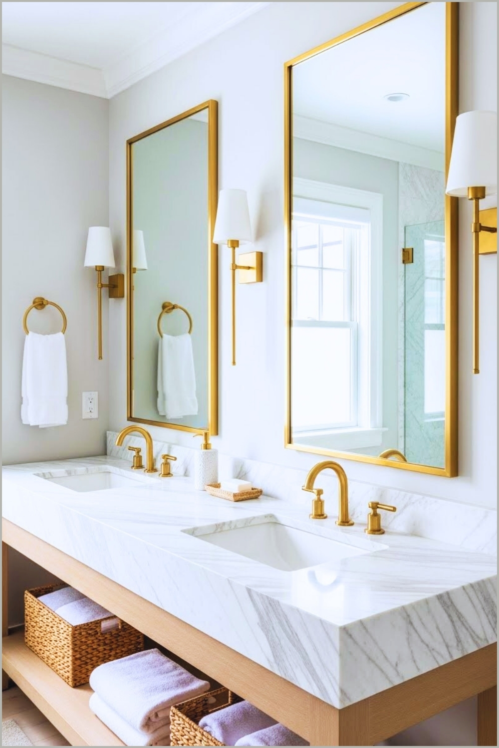 Bright Elegant Bathroom Vanity With Luxurious Marble