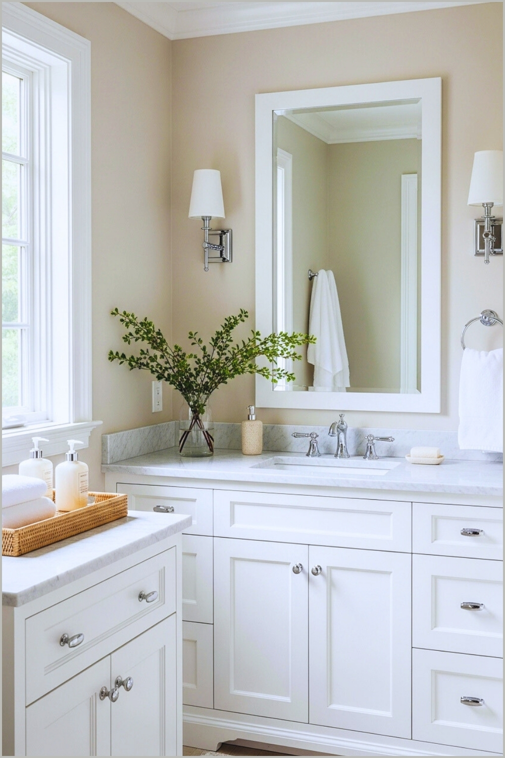 Bright Elegant Bathroom With Classic White Shaker Style