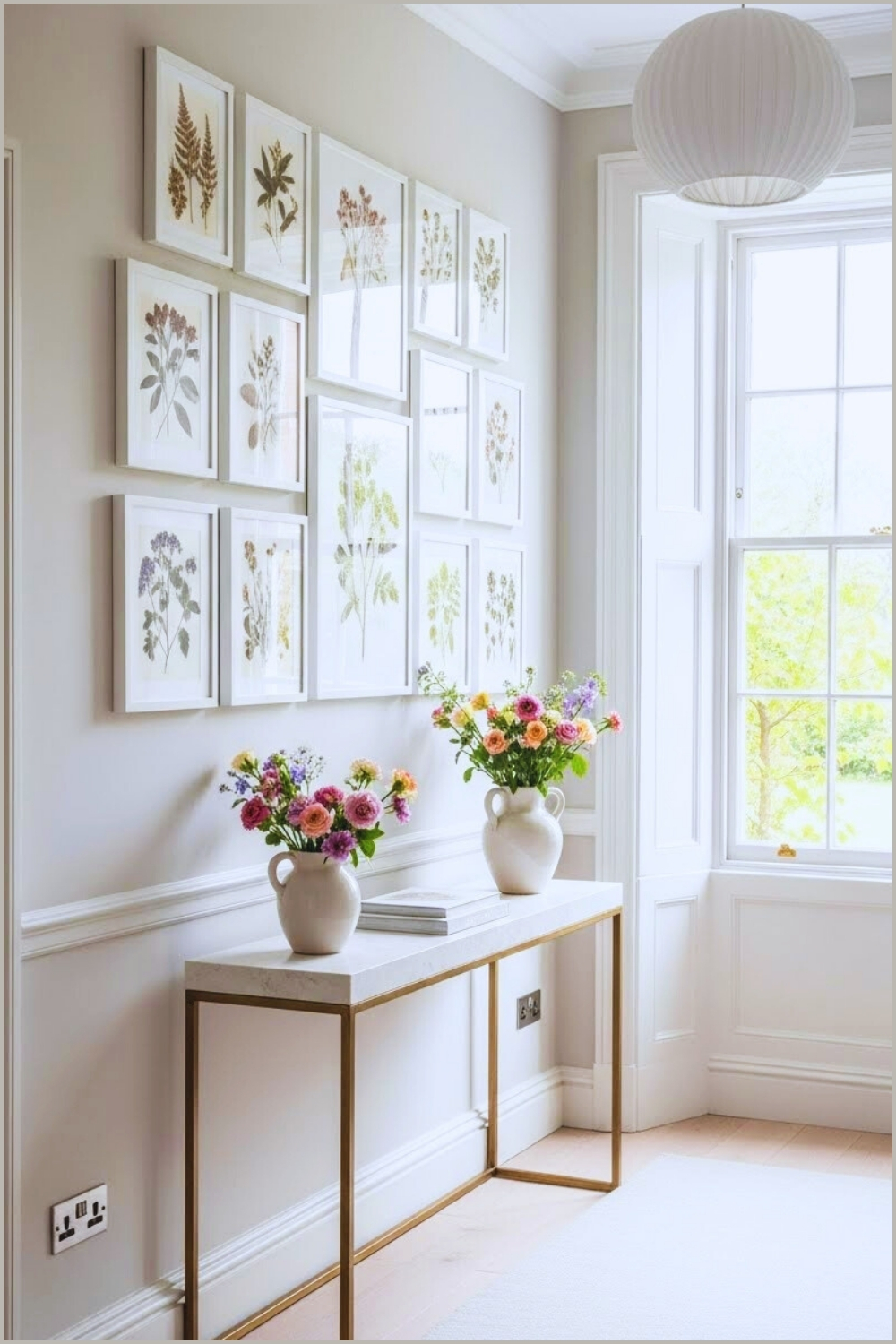Bright English Cottage Hallway Or Living Space Curated Gallery Wall