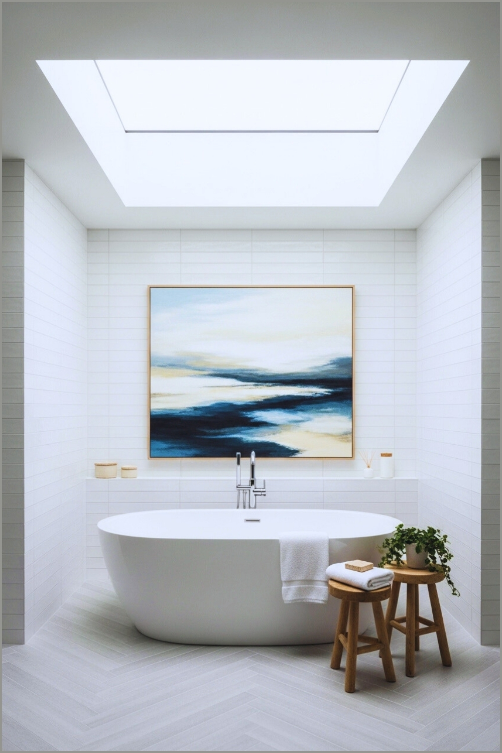 Bright Modern Bathroom, White Freestanding Tub