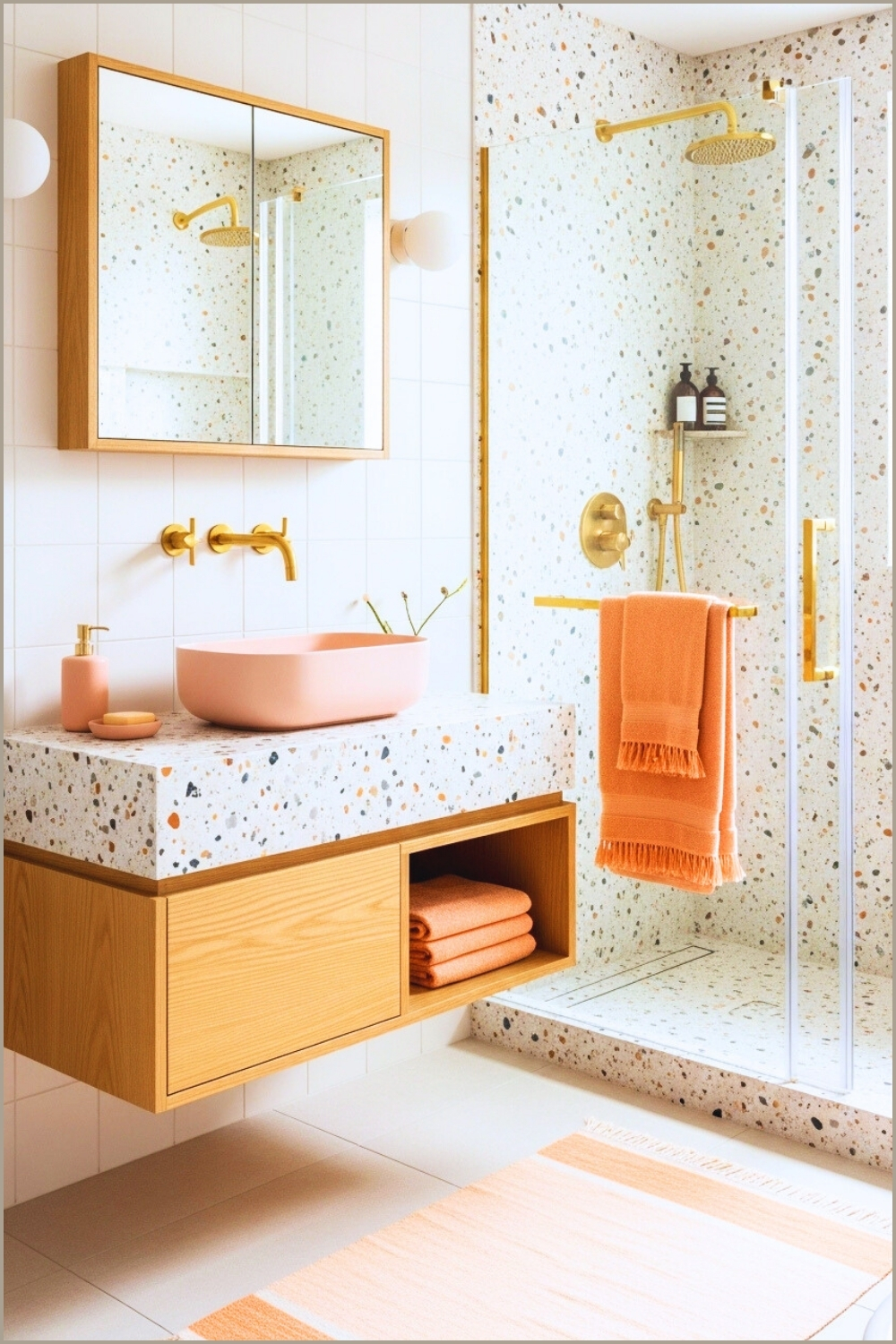 Bright Modern Bathroom With Terrazzo Countertop