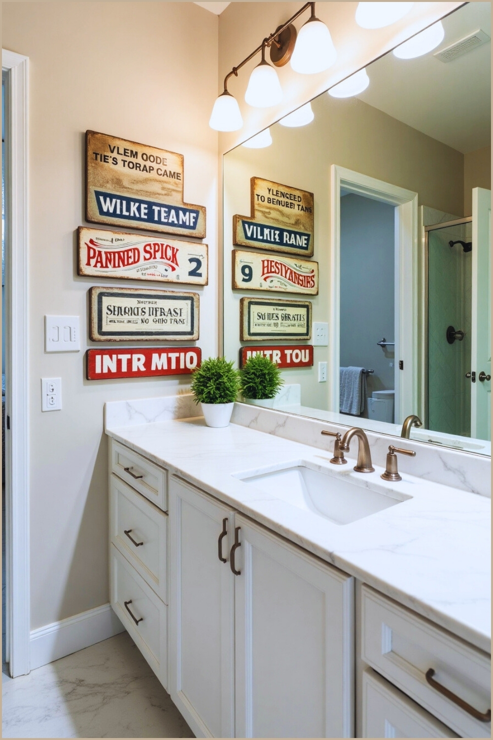 Bright Modern Bathroom With White Marble Countertop