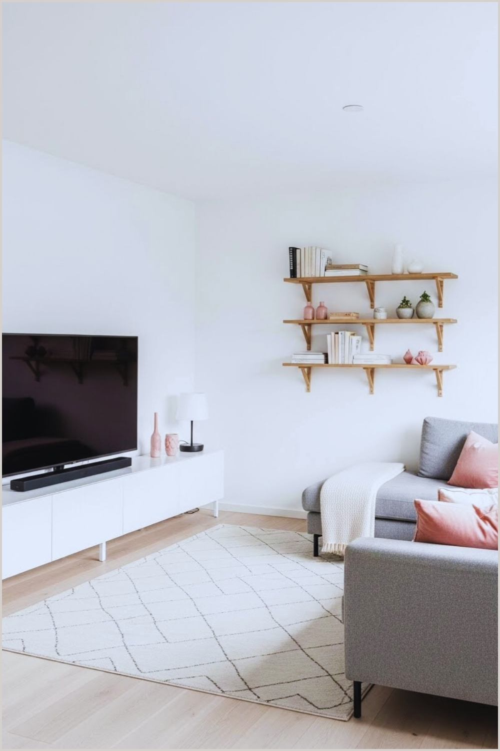 Bright Modern Minimalist Living Room With White Walls