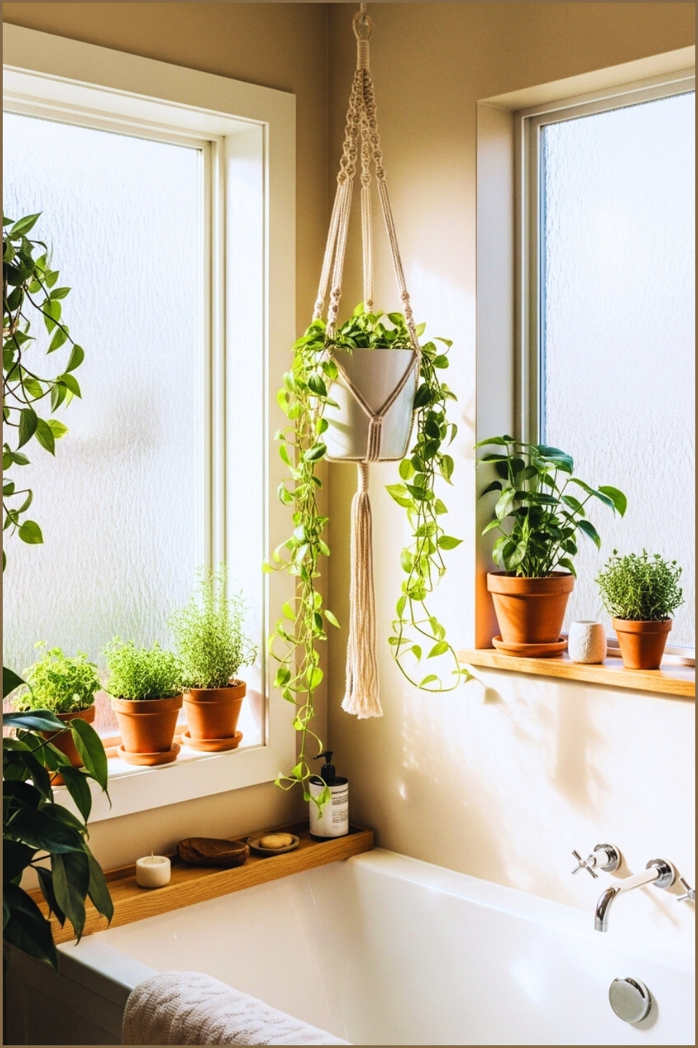 Bright Serene Bathroom Filled With Lush Indoor Plants