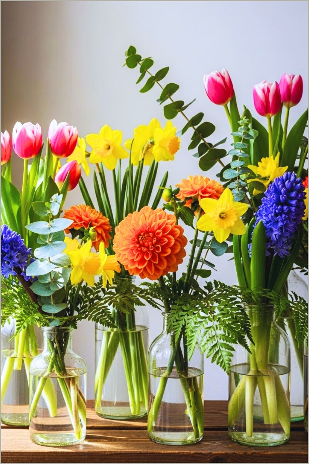 Bright Spring Floral Arrangement With Vivid Colorful Flowers
