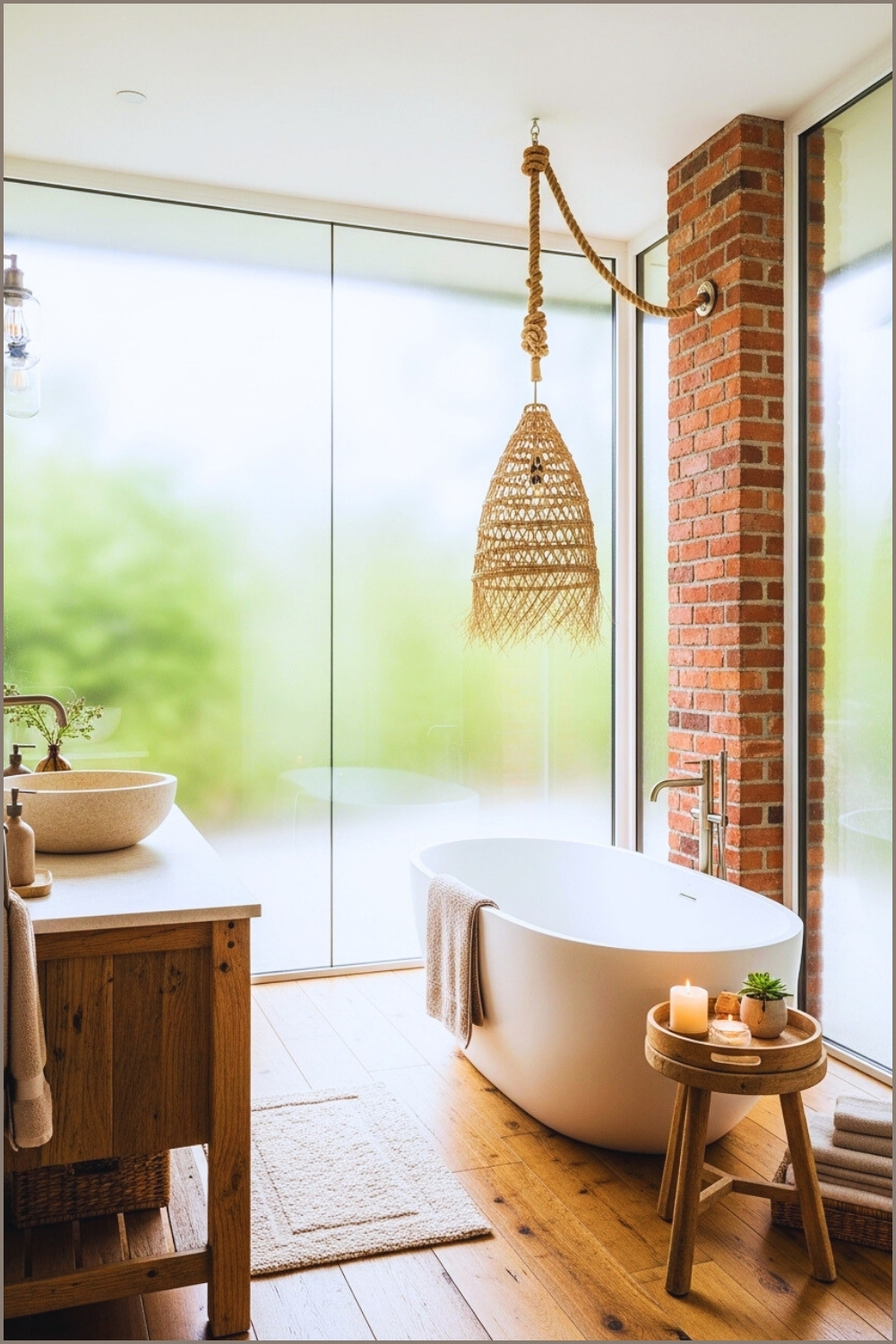 Bright rustic-modern bathroom with reclaimed