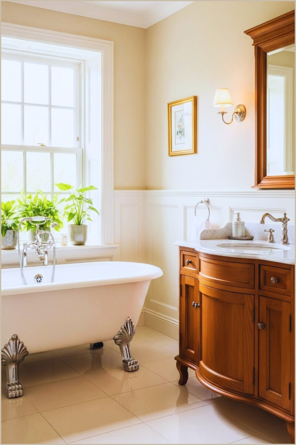 Charming Classic Bathroom With A White Clawfoot