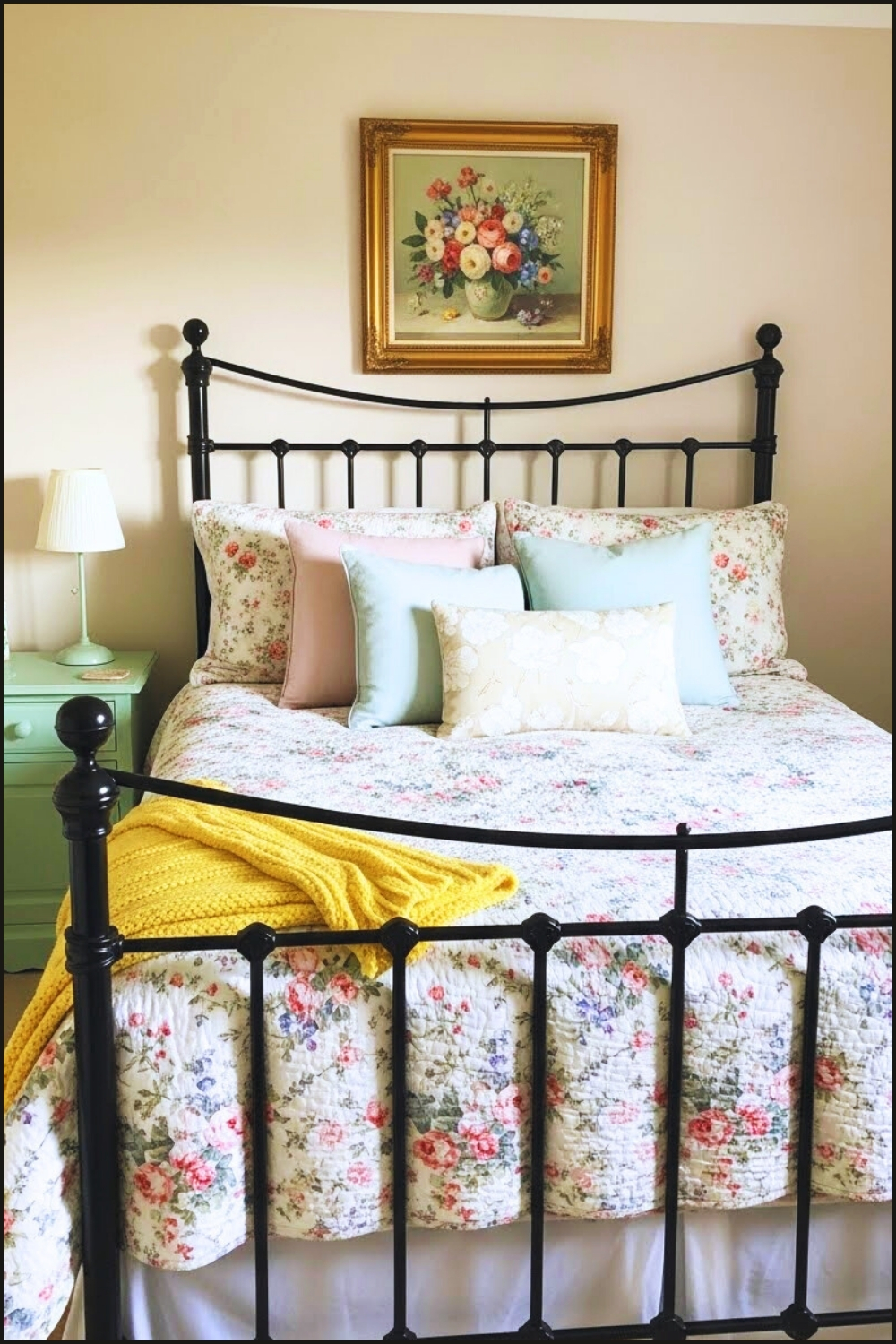 Charming Cottage Bedroom, Mint Green Nightstand