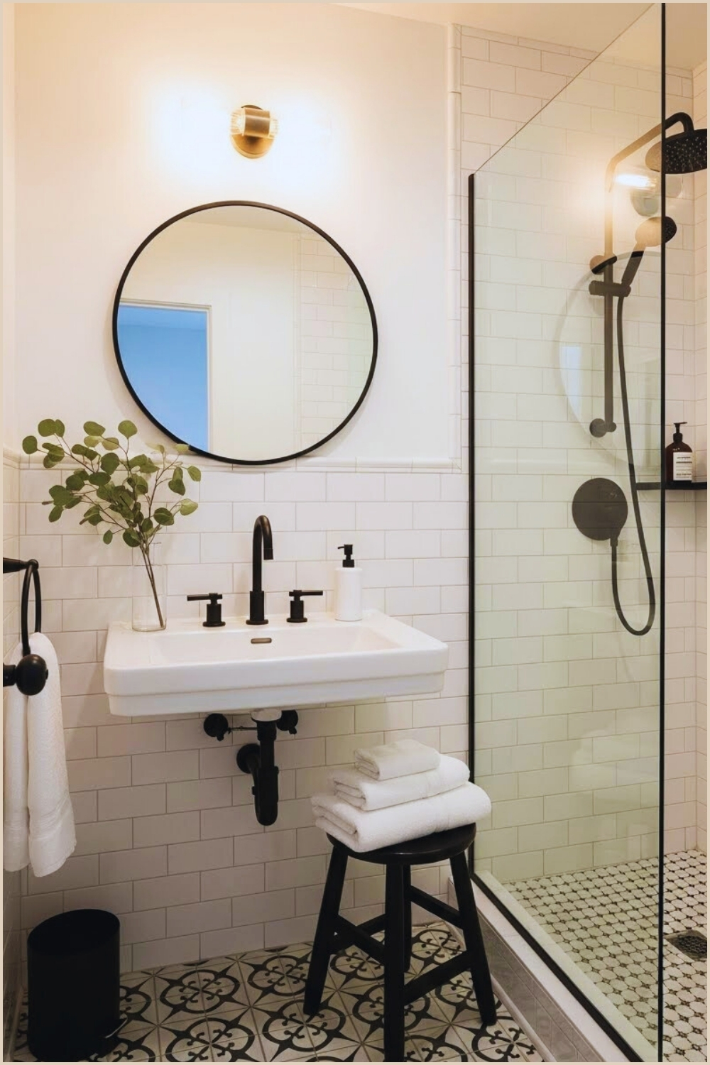 Charming Guest Bathroom Uses Classic White Subway