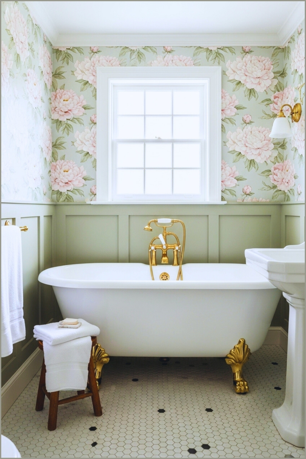Charming Vintage Bathroom With A White Clawfoot