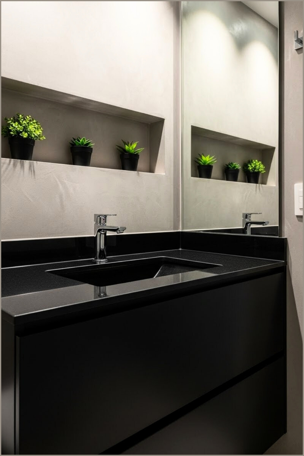 Clean Modern Bathroom With Matte Black Vanity