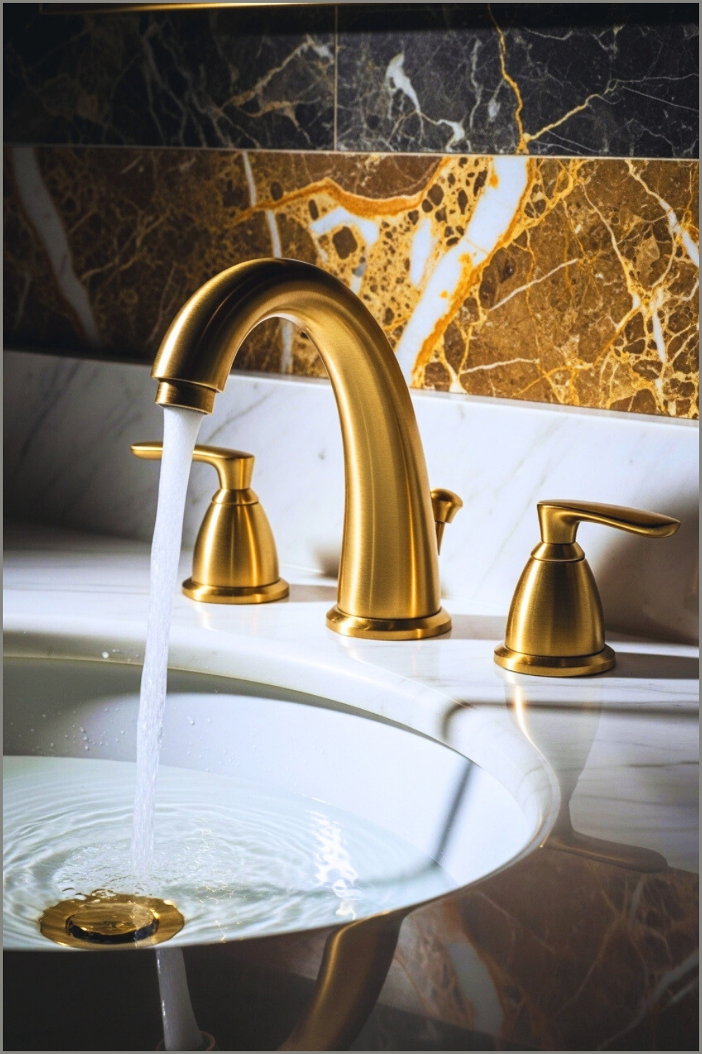 Close Up Luxury Bathroom Scene With Brushed Gold