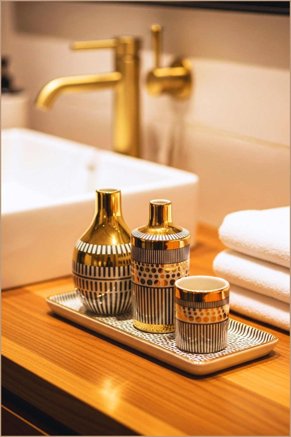 Close Up Of Elegant Bathroom Countertop Décor Handmade