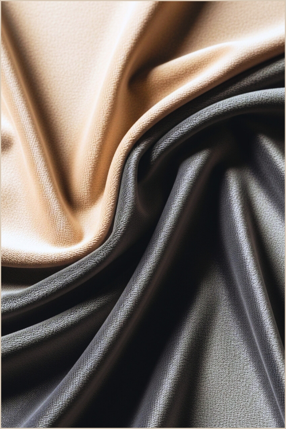 Close Up Of Soft Draped Fabric Textures In Warm Beige