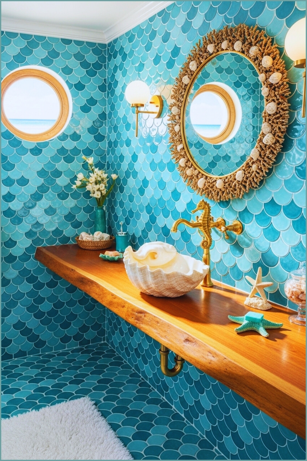 Colorful Mermaid-inspired Bathroom With Turquoise
