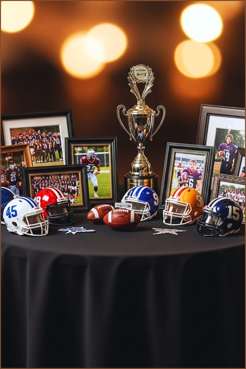 Compact Football Senior Night Table Featuring Miniature