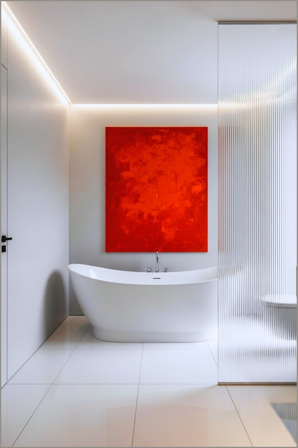 Contemporary Minimalist Bathroom With Smooth Grey Walls