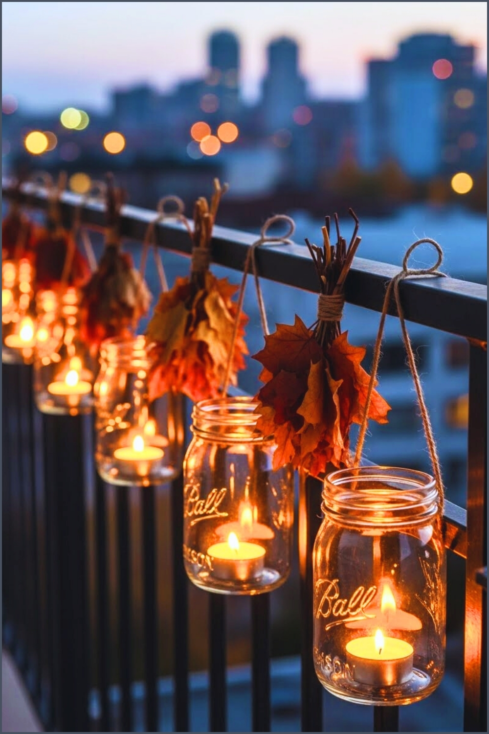 Cozy Autumn Balcony Decorated With Hanging Mason