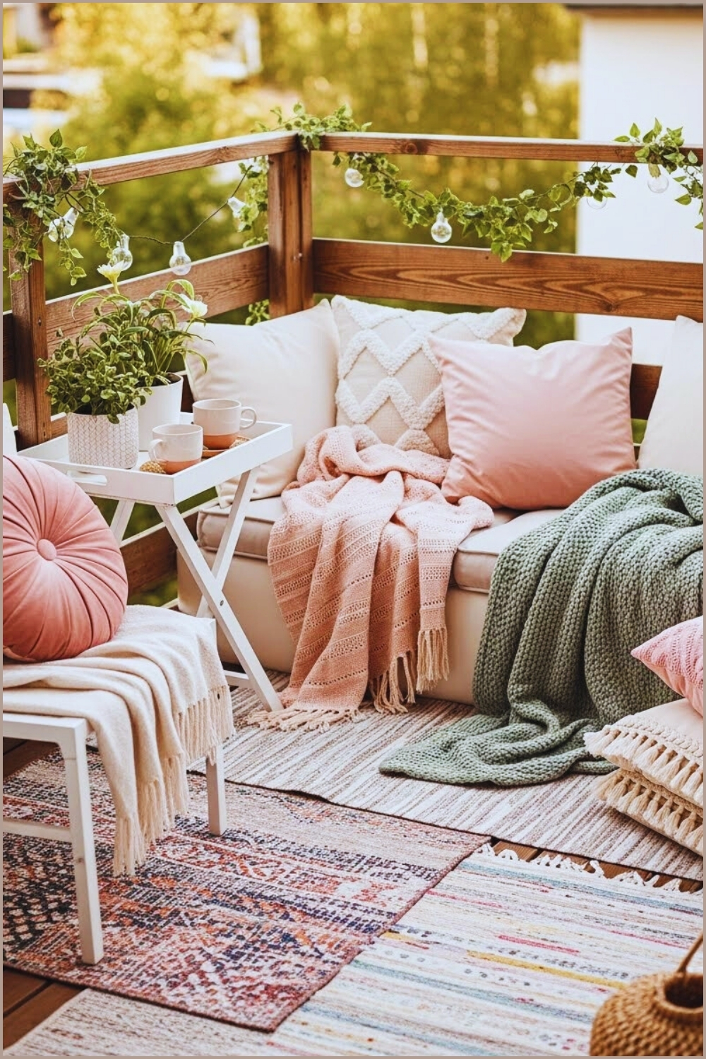 Cozy Boho Apartment Balcony Decorated With Soft