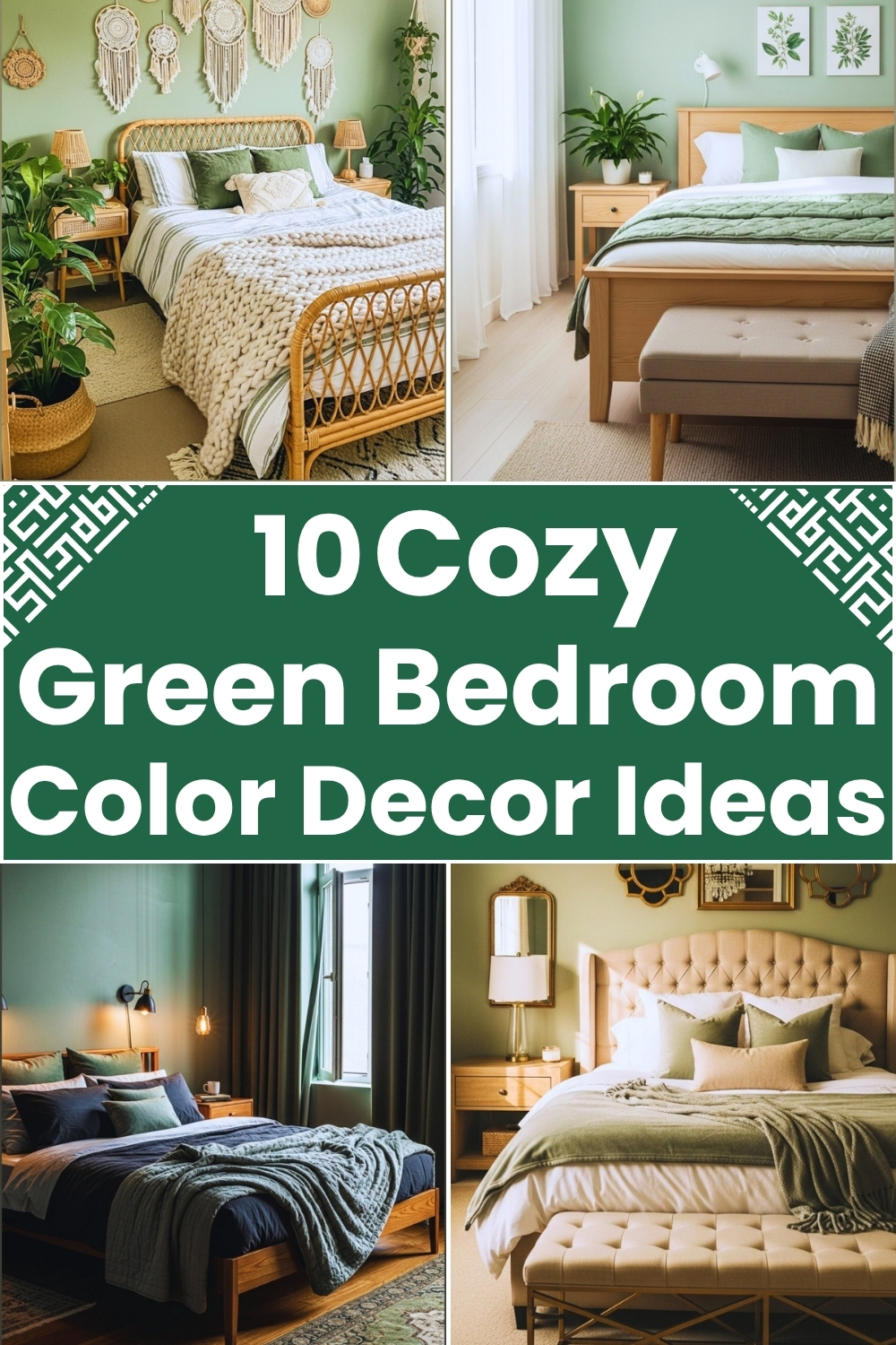 Cozy Green Bedroom Color Decor Ideas.