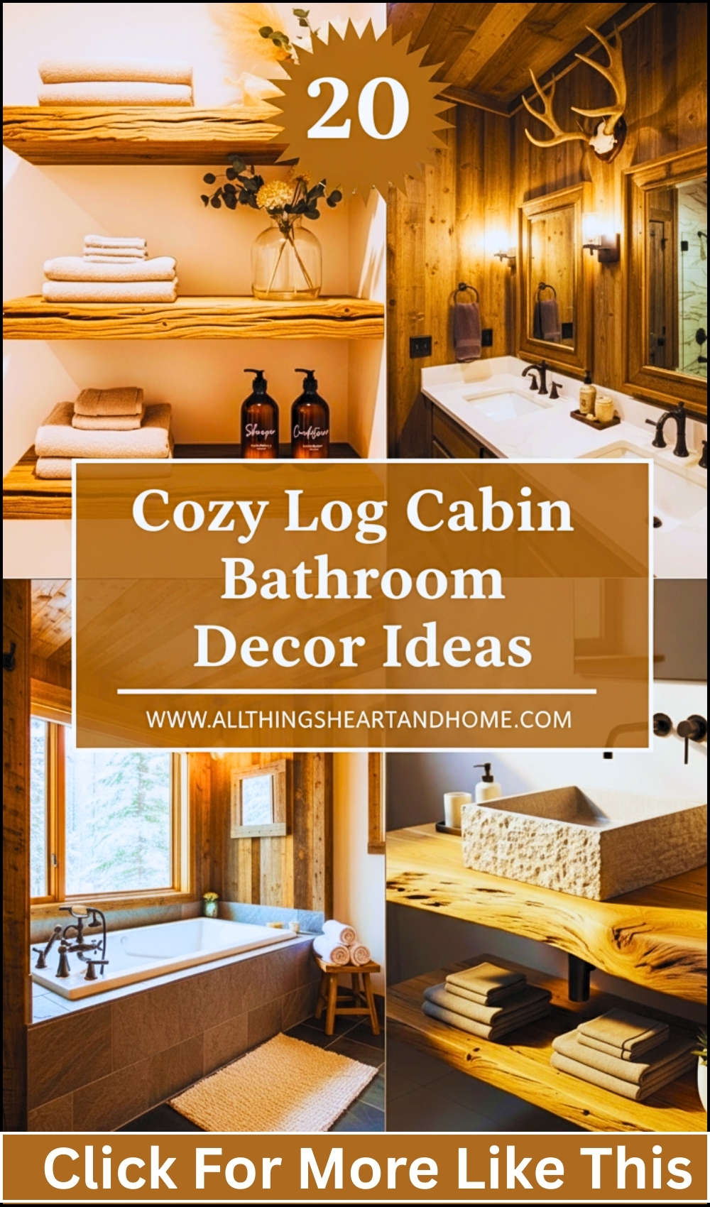 Cozy Log Cabin Bathroom Decor Ideas