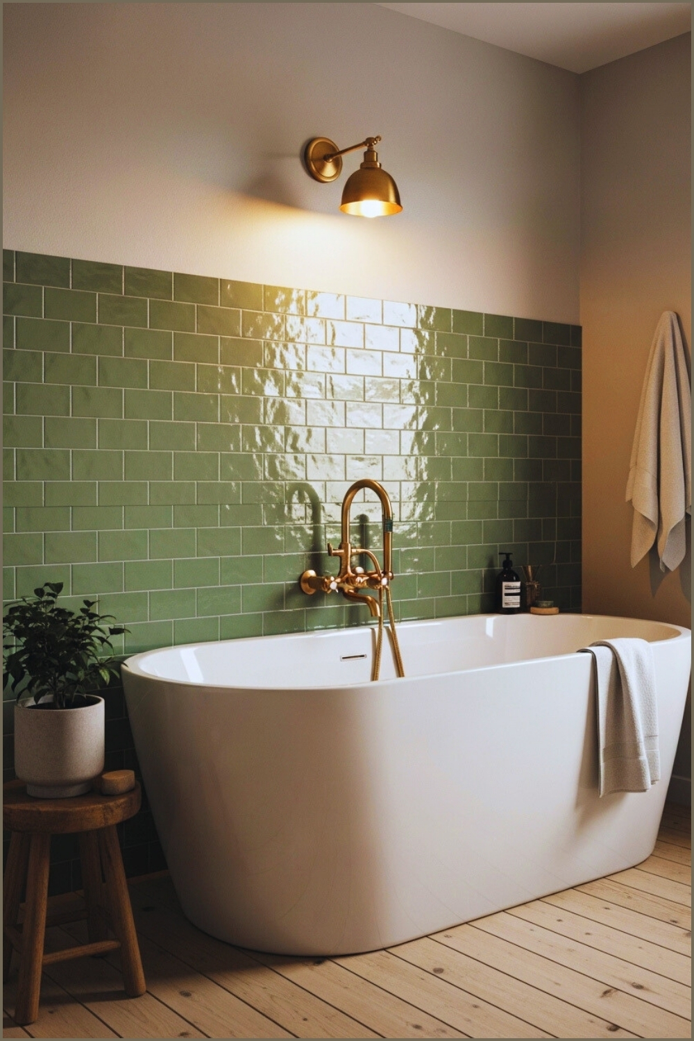 Cozy Modern Bathroom, Freestanding White Bathtub