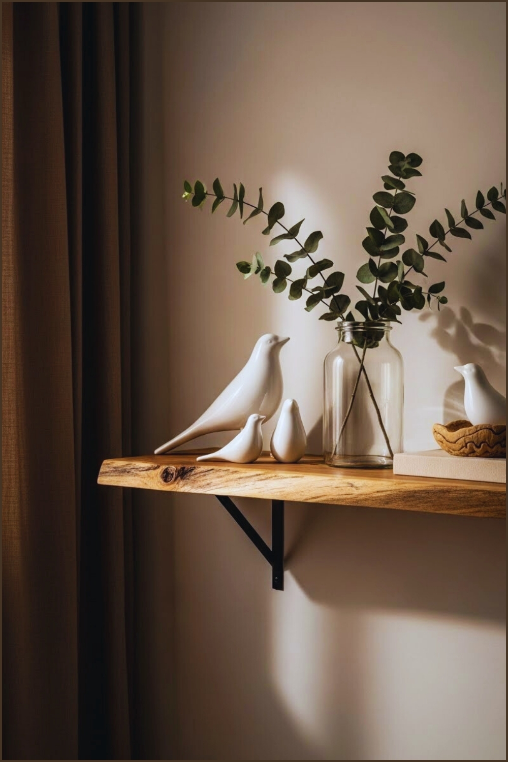 Cozy Modern Cottage Shelf Styling Rustic Live Edge Wooden