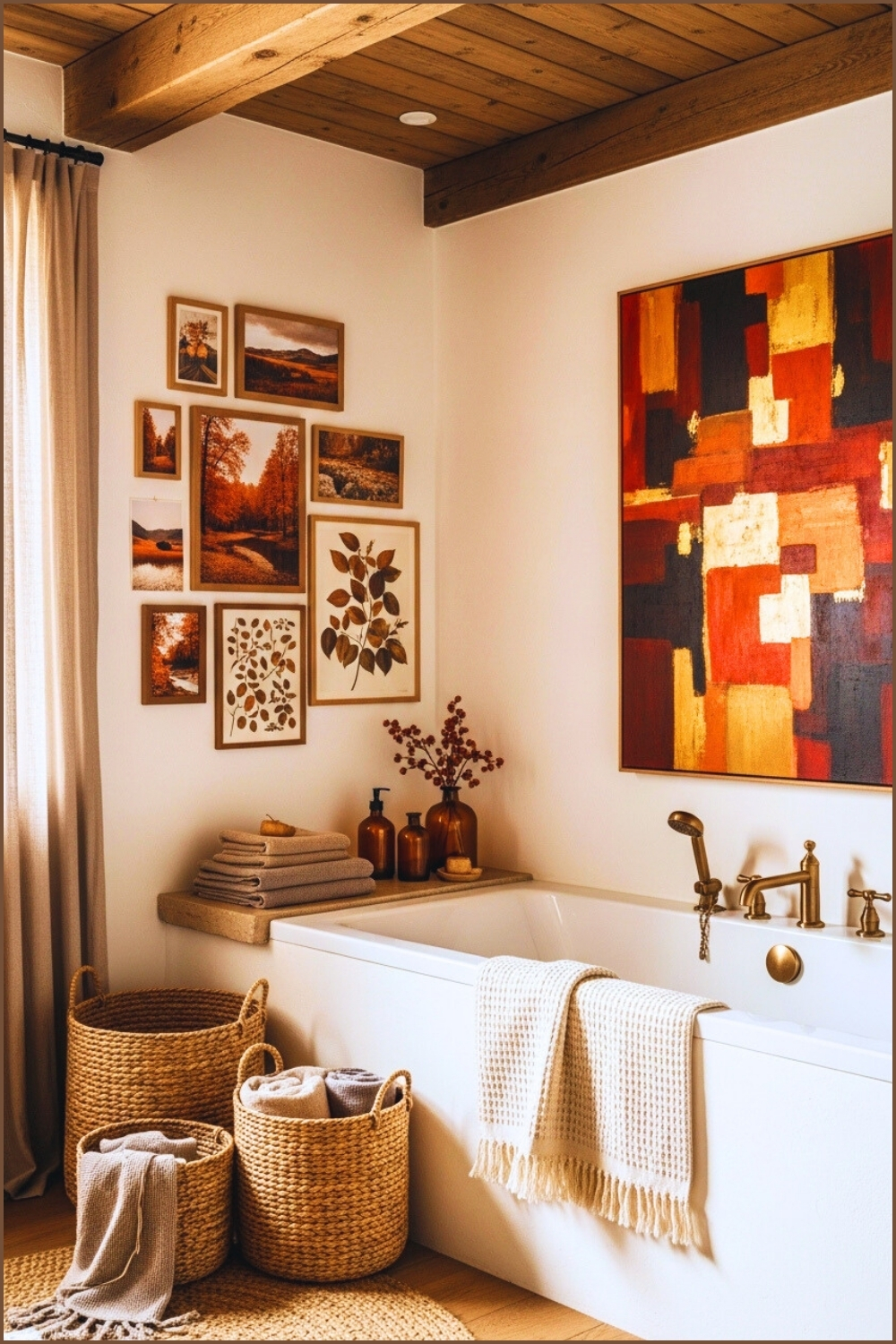 Cozy Rustic Bathroom Decorated For Autumn