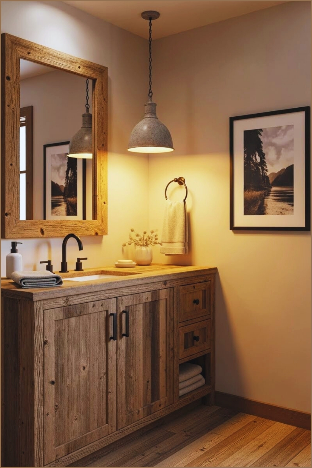 Cozy Rustic Bathroom With Reclaimed Wood Vanity