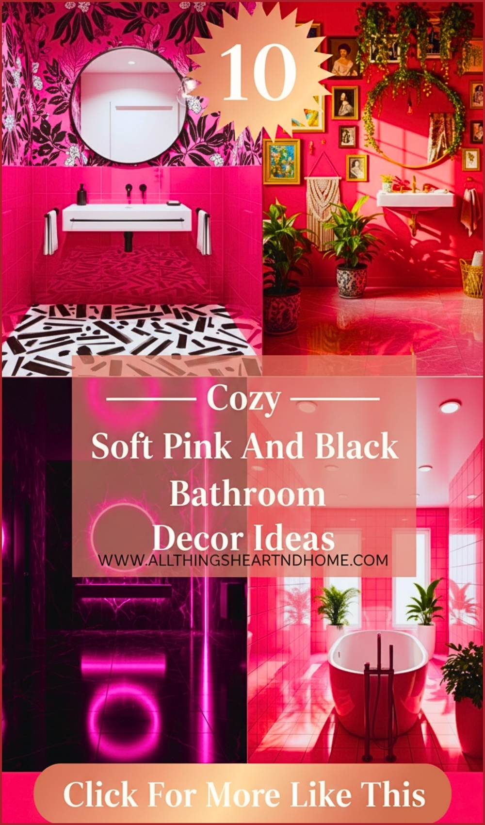 Cozy Soft Pink And Black Bathroom Decor Ideas