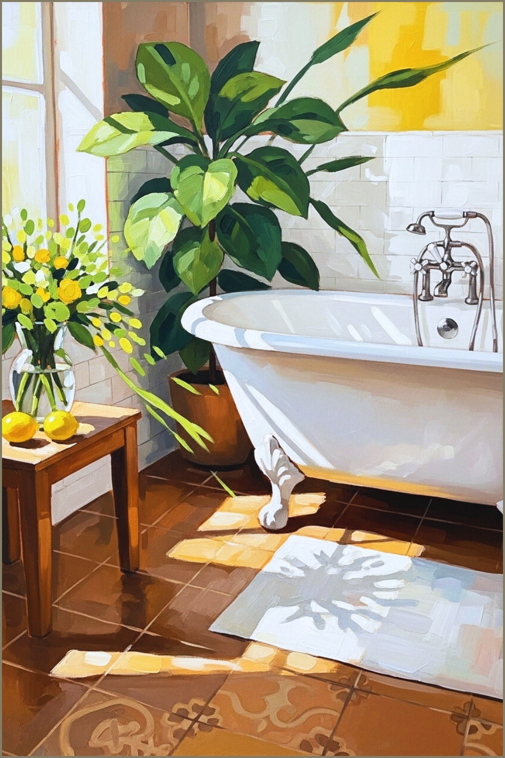 Cozy Vintage Style Bathroom With A Classic White Clawfoot