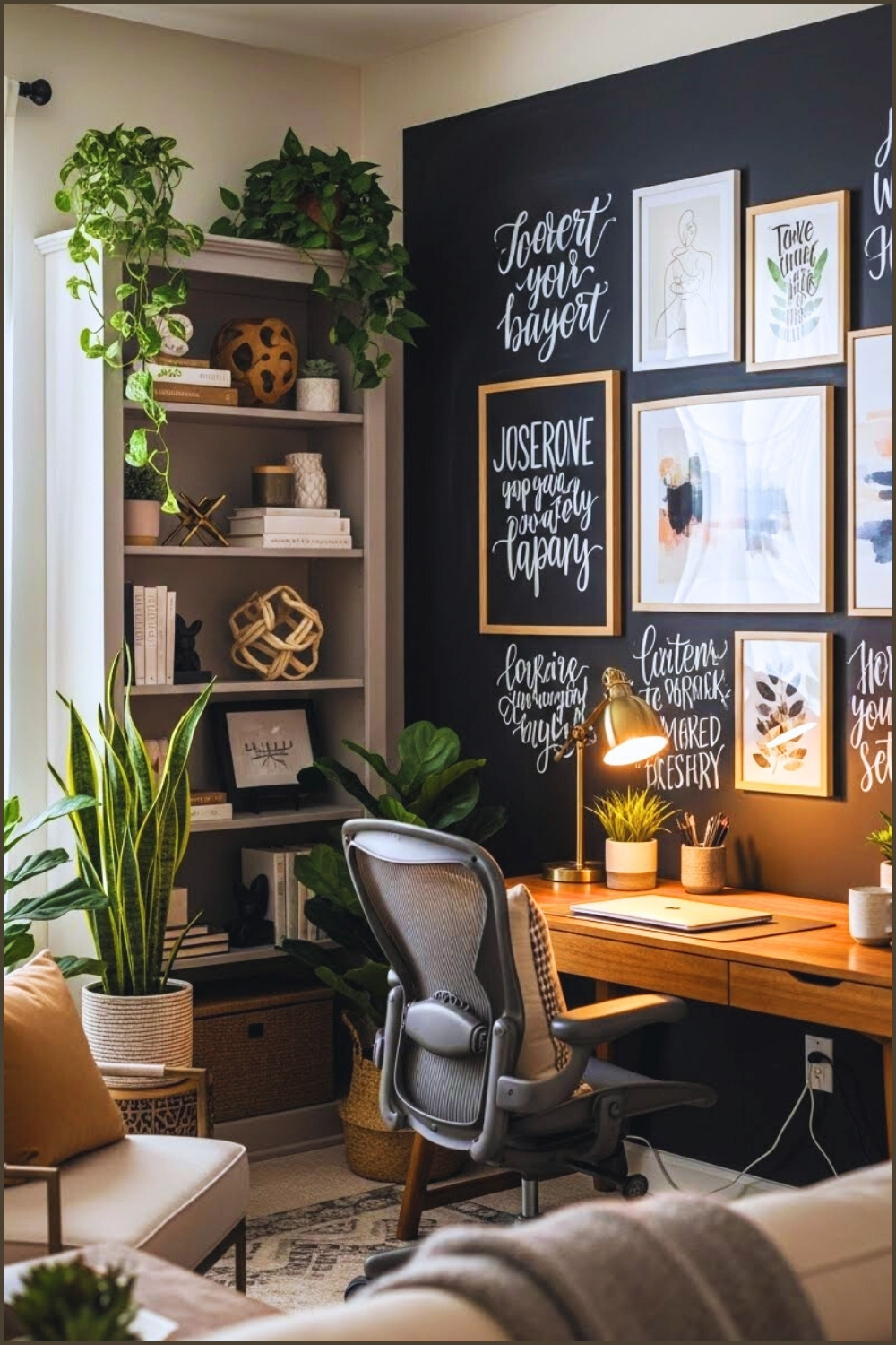 Creative Home Office Chalkboard Accent Wall With Hand