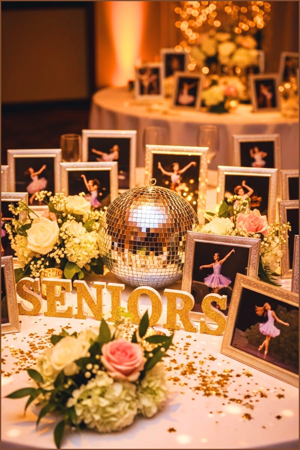 Dance Senior Night Table With Disco Ball Centerpiece
