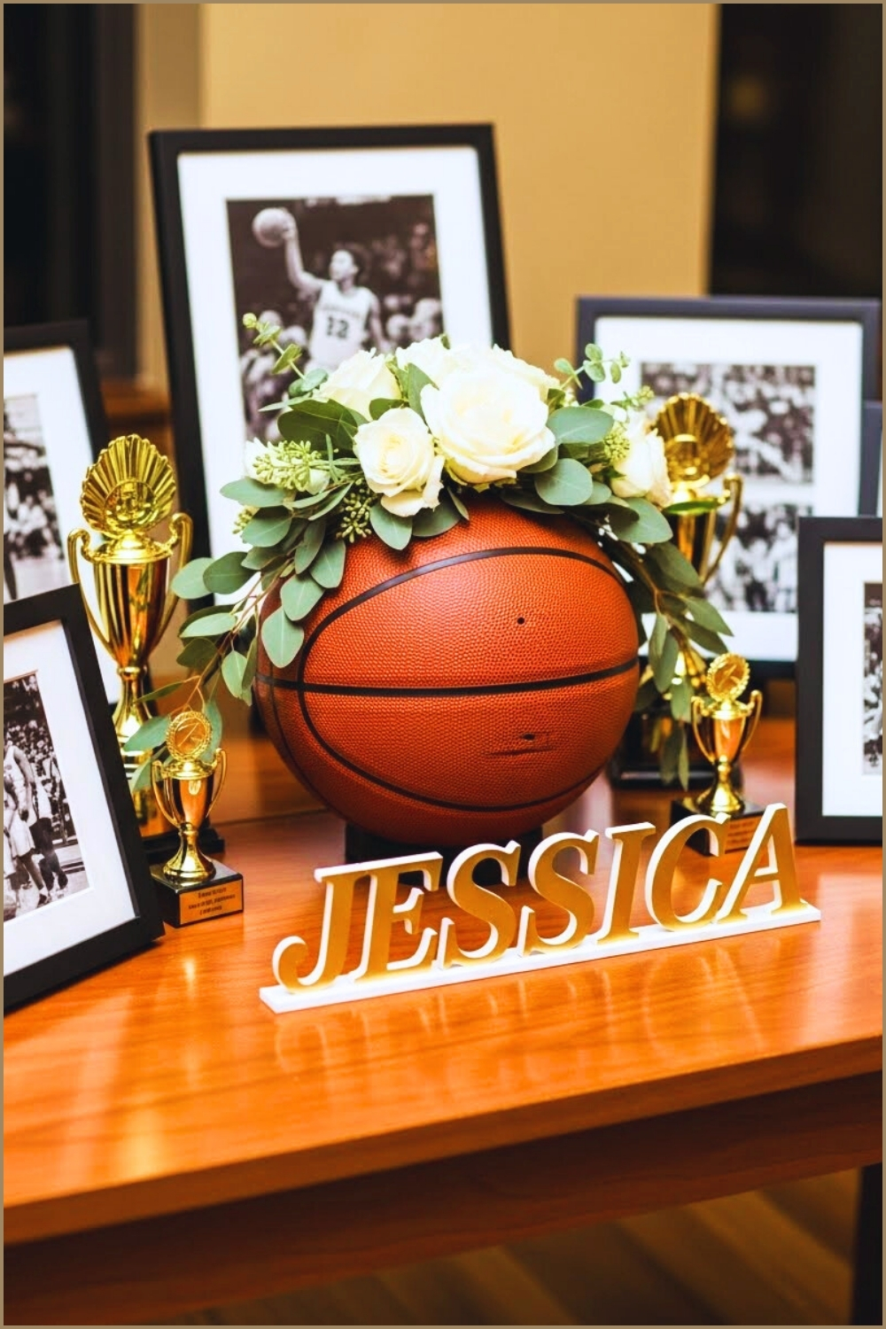 Elegant Basketball Senior Night Memory Table Display