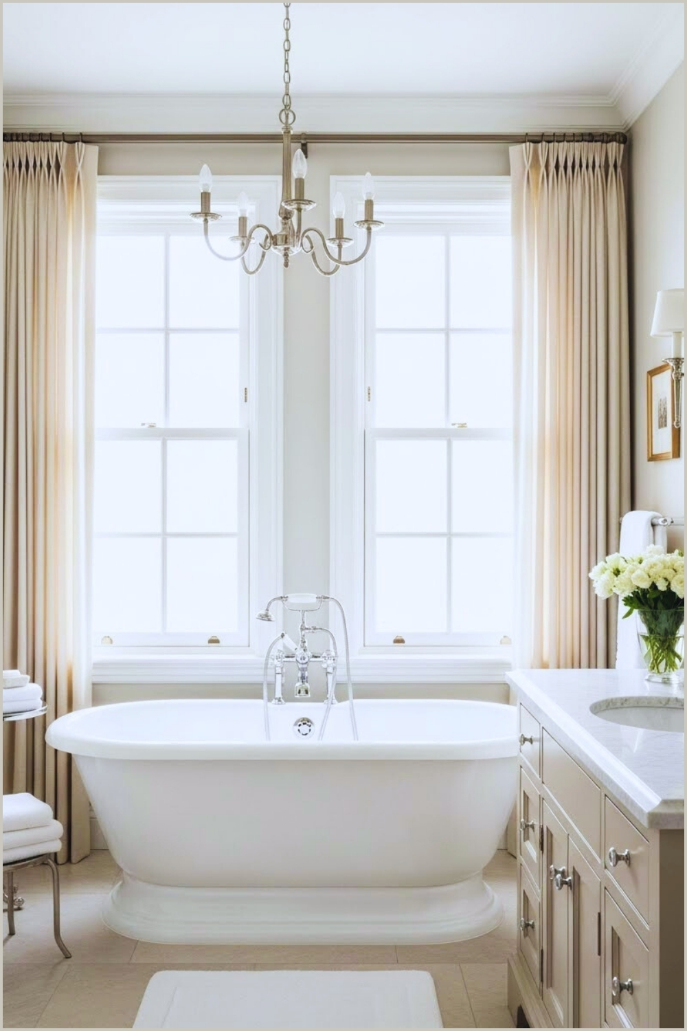 Elegant Classic Bathroom With A White Clawfoot