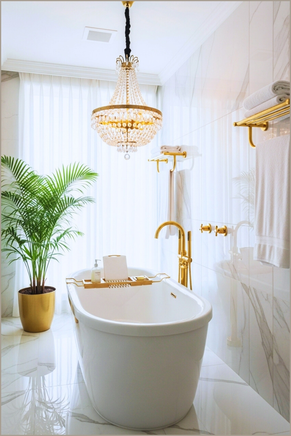 Elegant Luxury Bathroom, White Freestanding Tub