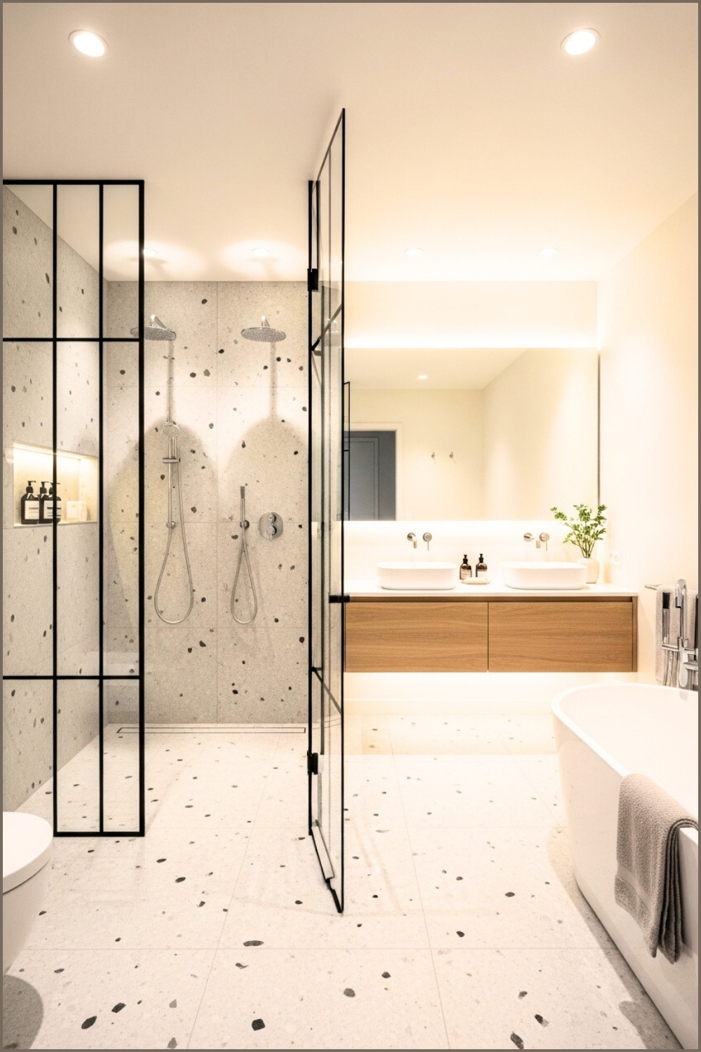 Elegant Modern Bathroom With Symmetrical Double Walk