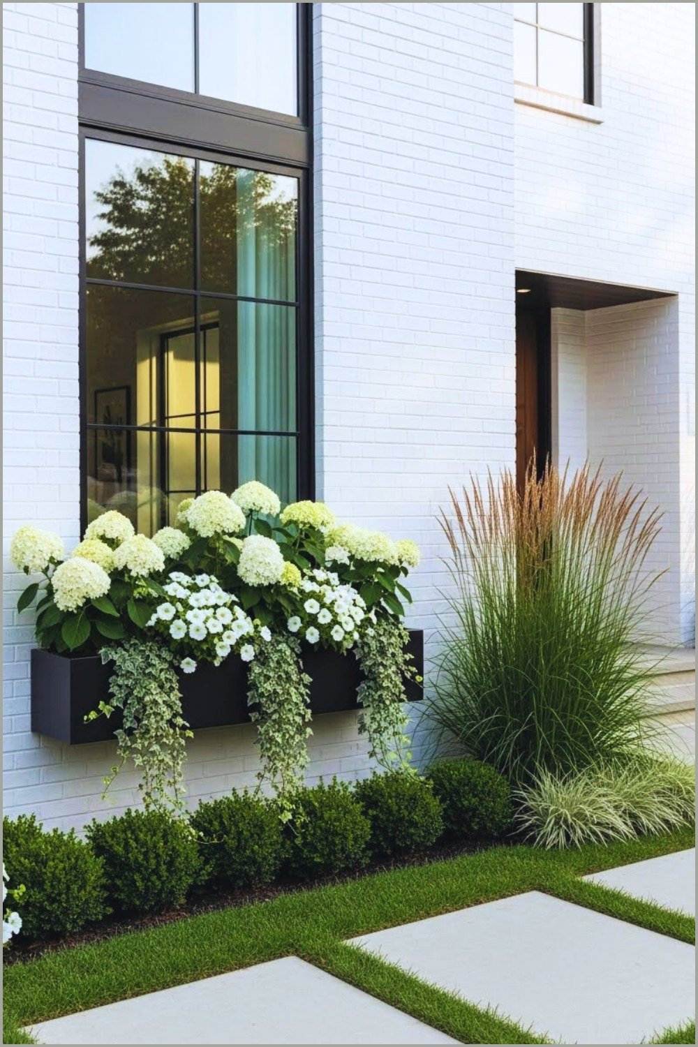Elegant Modern House Exterior With White Painted Brick Facade