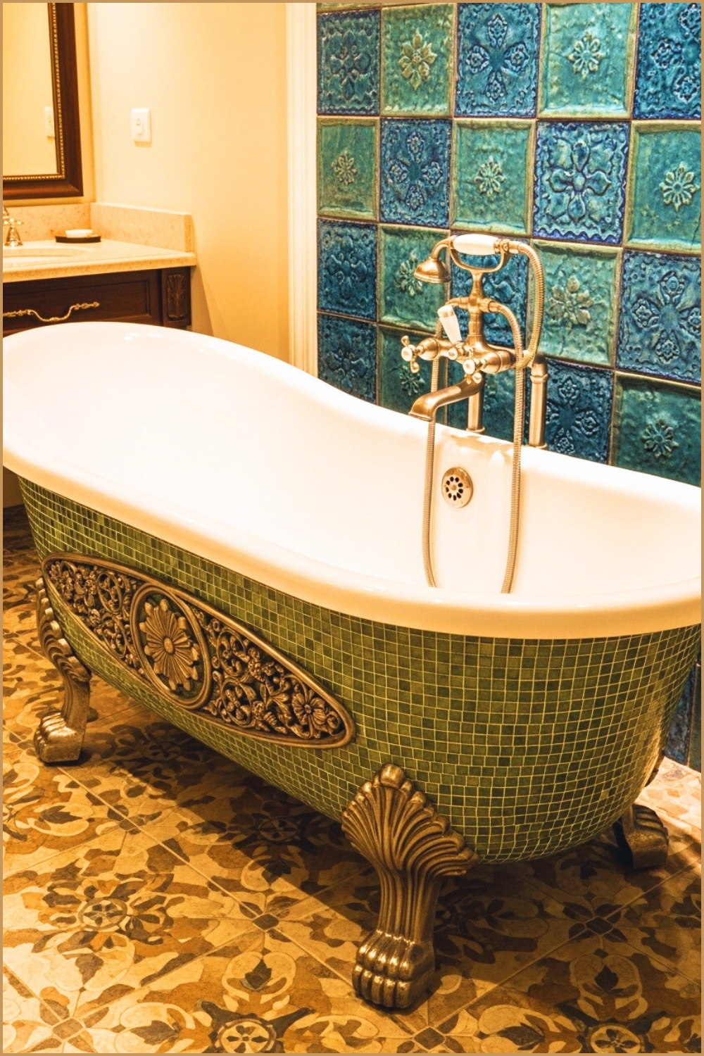 Elegant Vintage Bathroom Featuring A Clawfoot Bathtub