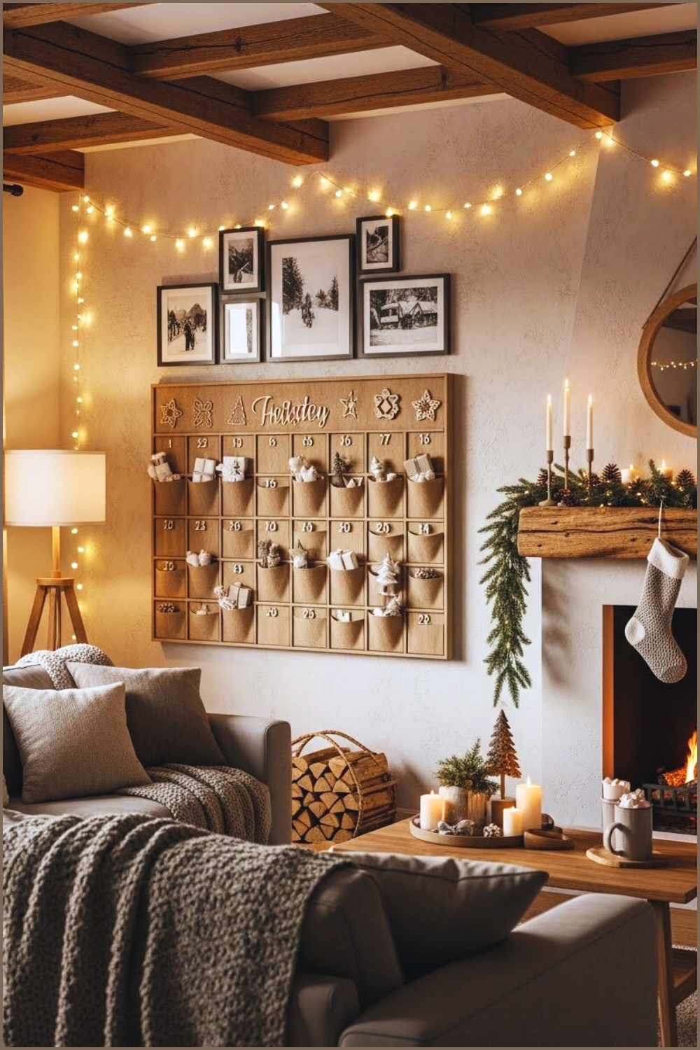 Festive Christmas Countdown Wall With Advent Calendar Display