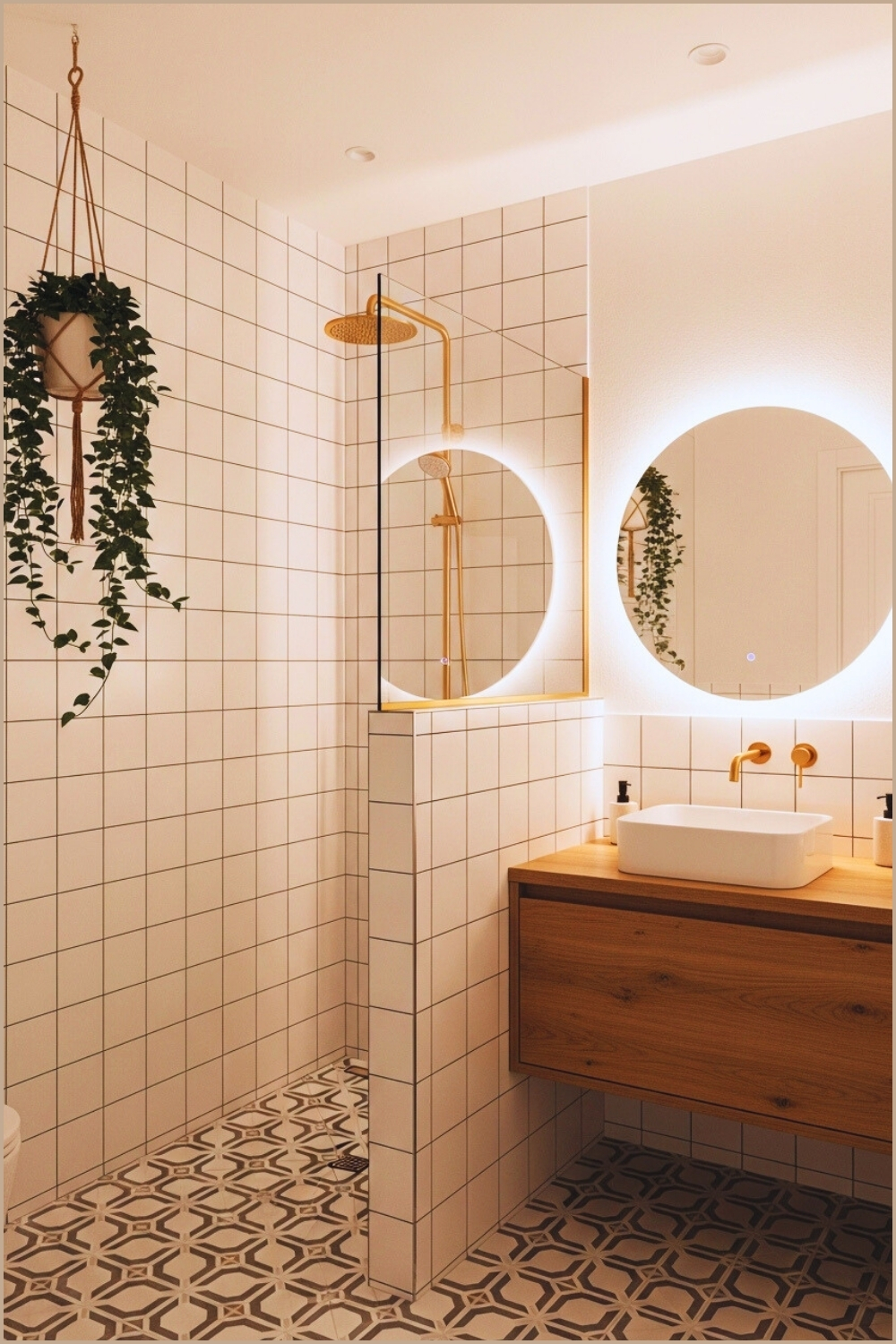 Fresh Contemporary Bathroom With White Square Tiles